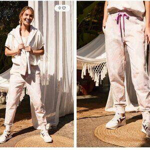 NWT Anthropologie The Upside Marbled Joggers with Pink Accent 100% Cotton